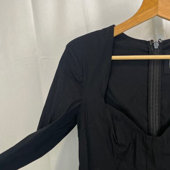 by ANTHROPOLOGIE Long Sleeve Sweetheart Slim Mini Dress LBD Stretch Black Size 6 - Picture 6 of 11